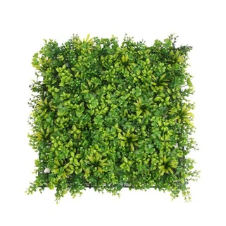 Taze UV Korumalı Yapay Şimşir Yeşil Çim Panelleri